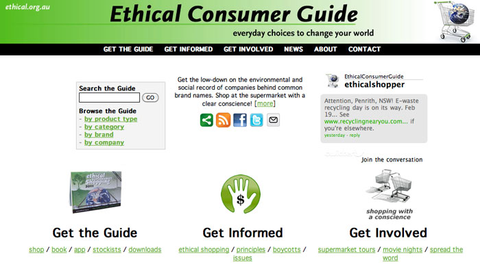 Image of the Ethical Consumer Guide web site
